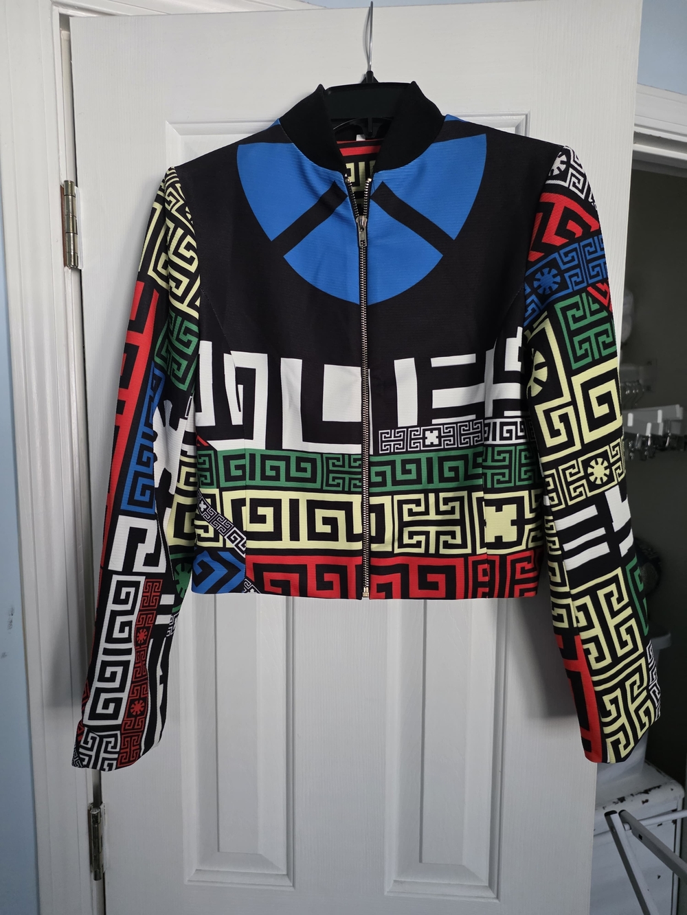 Multicolor Geometric Print Bomber Jacket - Women's